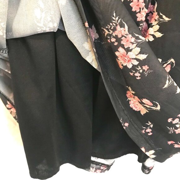 Wild Sky maxi dress women XS black/pink floral baby doll Y2K whimsigoth lace - Picture 6 of 11